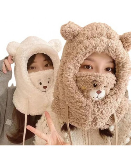 Gorro Cuello Bufanda Osito de Polar Grueso Térmico